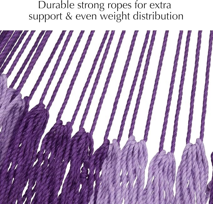 PNAEUT Handwoven Mayan Hammock, Thick Soft Rope Double Hammock for Outdoor Outside & Indoor, 600 lbs Capacity Heavy-Duty, Includes Tree Straps, Carabiners & Carrying Bag (Mauve Purple, X-Large)
