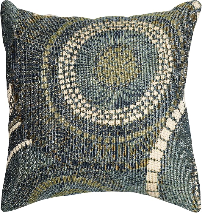 Liora Manne Marina Indoor/Outdoor Power Loomed Easy Care Pillow - Contemporary Geometric Casual Accent (Circles Azure) (12" x 18")
