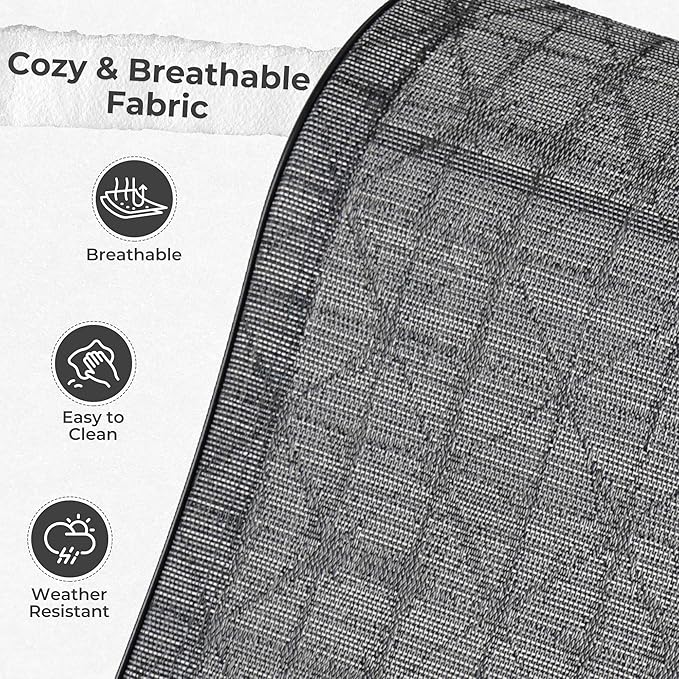Grand patio Patio Dining Set for 4, Outdoor Dining Set with 4-Piece Mesh Sling Swivel Patio Rocking Chairs, 1-Piece Square Woodgrain Dining Table with 1.5'' Umbrella Hole, Black & Grey Plaid
