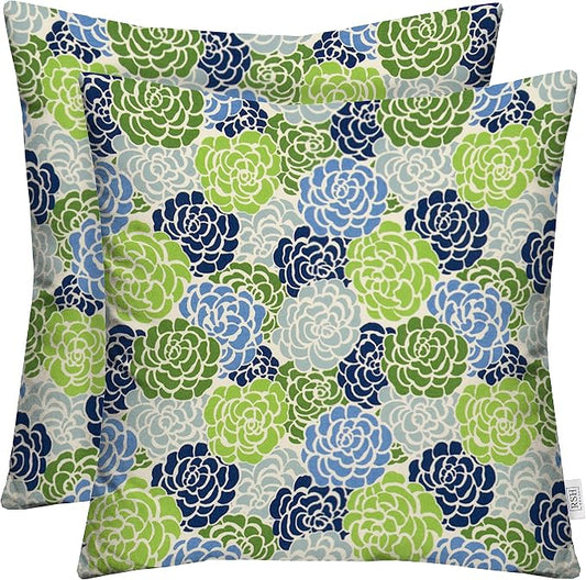 RSH DECOR: Square Throw Pillows Set of 2 | 20” x 20” | All-Weather Spun Fabric | Water and Fade-Resistant | Outdoor Accent Pillows for Patio Furniture | Livi Courtyard Floral
