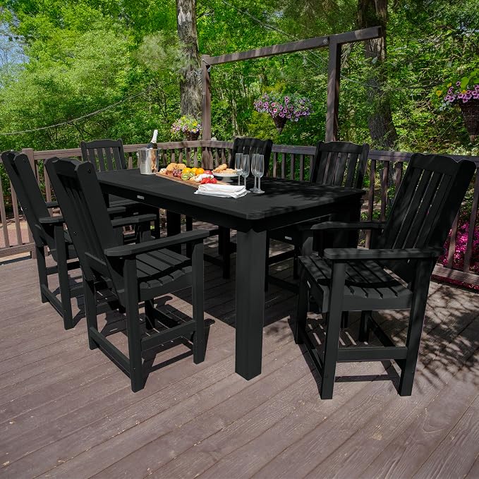 highwood AD-ST7LH2CO5BA-BKE Lehigh 7pc Rectangular Counter Height Dining Set 84" x 42", Black