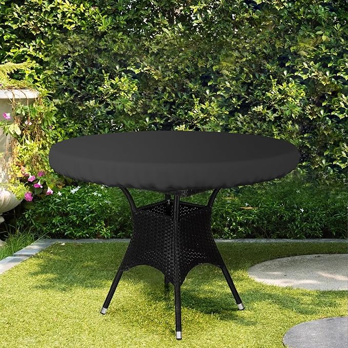Covers & All Round Table Top Cover, 12 Oz Waterproof UV & Weather Resistant Patio Table Cover, Outdoor Table Cover for Patio Outdoor Furniture & Coffee Table (30" Dia x 4" H Inches, Black)