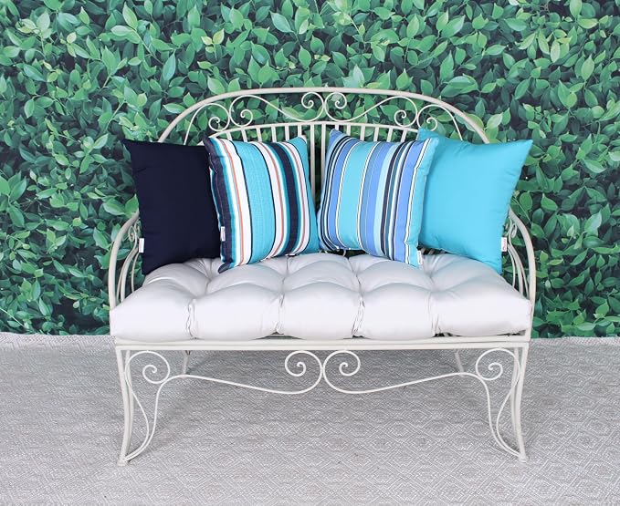 Outdoor/Indoor Sunbrella Throw Pillow Cover Only Square Set of 2 Pieces 18 inch x 18 inch Dolce Oasis Stripe - Insert Not Included, Teal