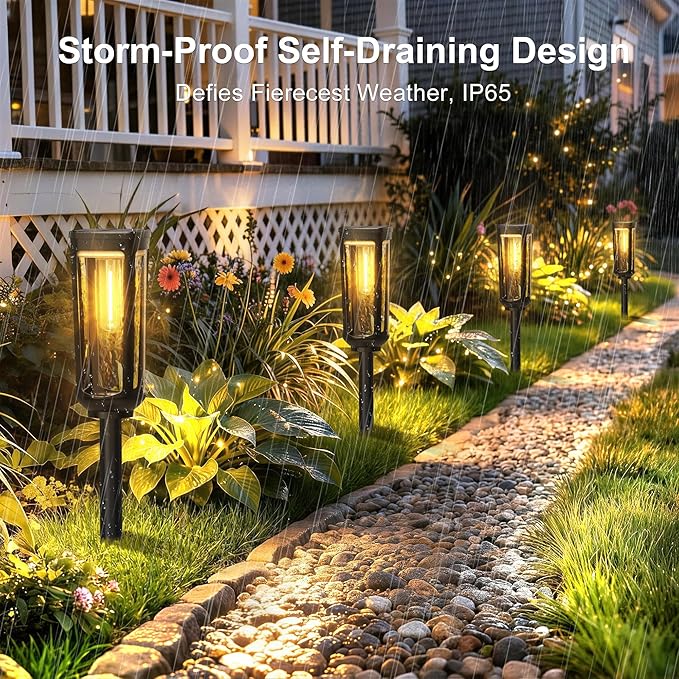 Solar Pathway Lights Outdoor,8 Pack Warm Garden Lights Solar Powered Waterproof IP65,Auto On/Off Outdoor Light for Lawn Patio Walkway Driveway Decor Landscape Lighting