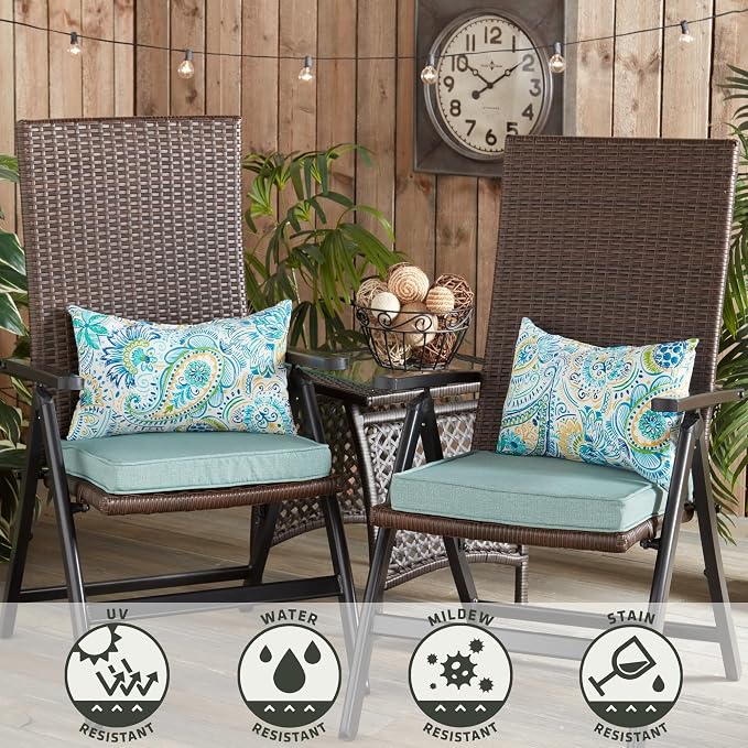 Greendale Home Fashions 2-Pack Outdoor 19x12 inch Rectangle Decorative Throw Pillow, Paisley