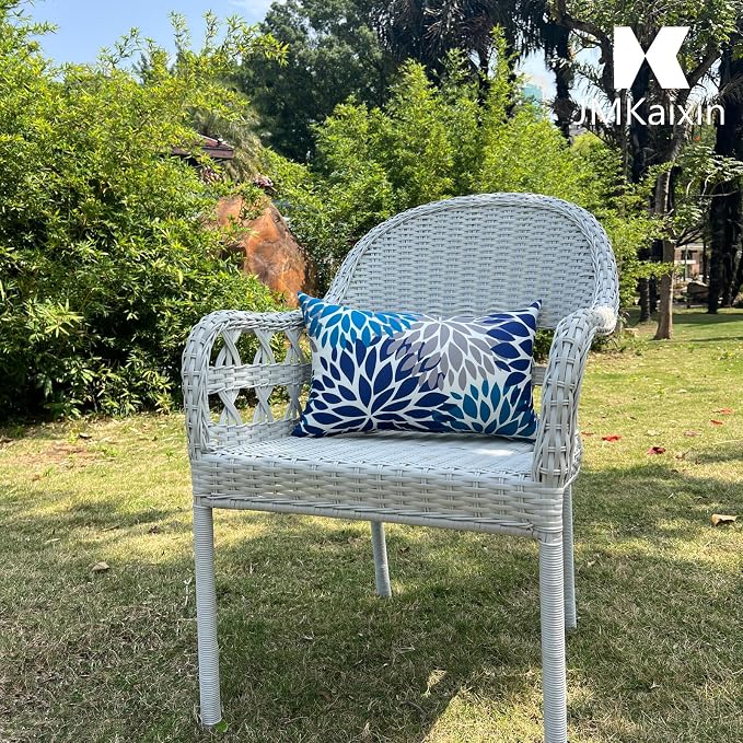 Outdoor Patio Lumbar Pillows, Pack of 2, 12"x20" | Fade Resistant Outdoor Waterproof Lumbar Pillow with Inners Decorative Garden Lumbar Cushions for Home Patio Terrace Sofa