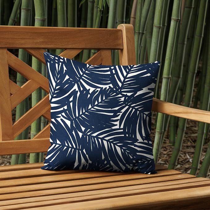 Arden Outdoor Toss Pillow, earthFIBER, 4-Pack, 16x16, Blue Palm | Indoor/Outdoor Décor, Rain-Proof, Fade Resistant, Mold and Mildew Resistant