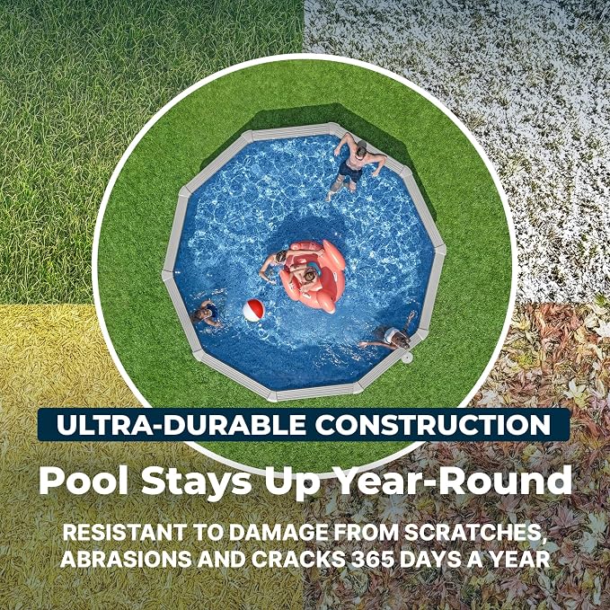 Bestway Hydrium 15' x 48" Above Ground Pool, Round Steel Side Wall Frame Outdoor Swimming Pool Set with Sand Filter Pump, Polysphere Filtration Balls, Ladder & Accessories