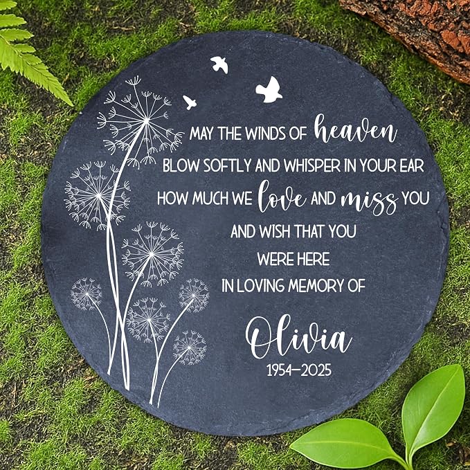 Personalized Memorial Garden Stone with Sympathy Poem Card, Outdoor Grave Marker Tribute, Memorial Keepsake, Bereavement Plaque for Loss of Loved One In Memory Mom Dad Grandpa Grandma Aunt Husband