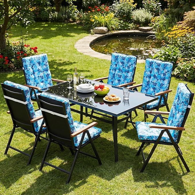 Hoteam 4 Set Outdoor Patio Chair Cushions 20 x 42 in Deep Seat Waterproof Patio Cushions Set for Furniture Replacement Removable Seat and Back (Paisley)