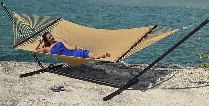 Jumbo Caribbean Hammock - 55 Inch - Soft-Spun Polyester - Tan
