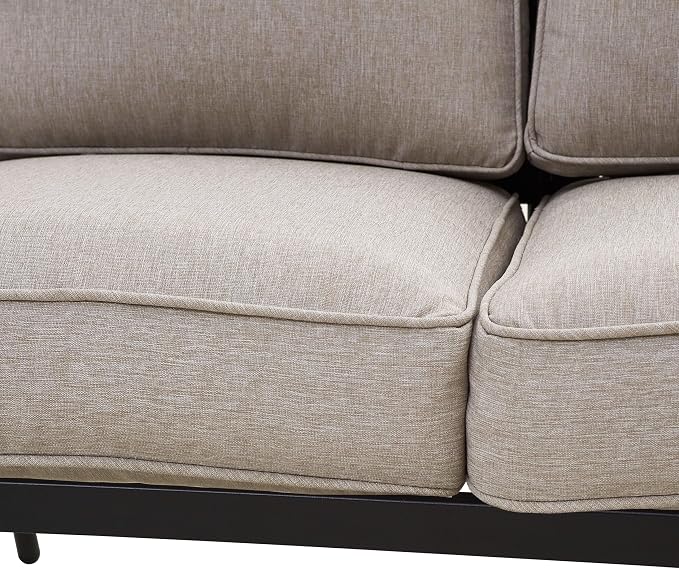 4 Pieces Patio Conversation Set 5 Seat Outdoor Furniture Sofa Chairs Patio Furniture Seating Sets with Cushion and Cofffee Table (Beige)