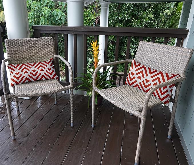 Indoor/Outdoor Polyester Fabric Lumbar Pillow Cover, All-Weather Waterproof Rectangular Cushion Case for Patio Furniture, 12 x 20 Set of 2 - Abstracts-71