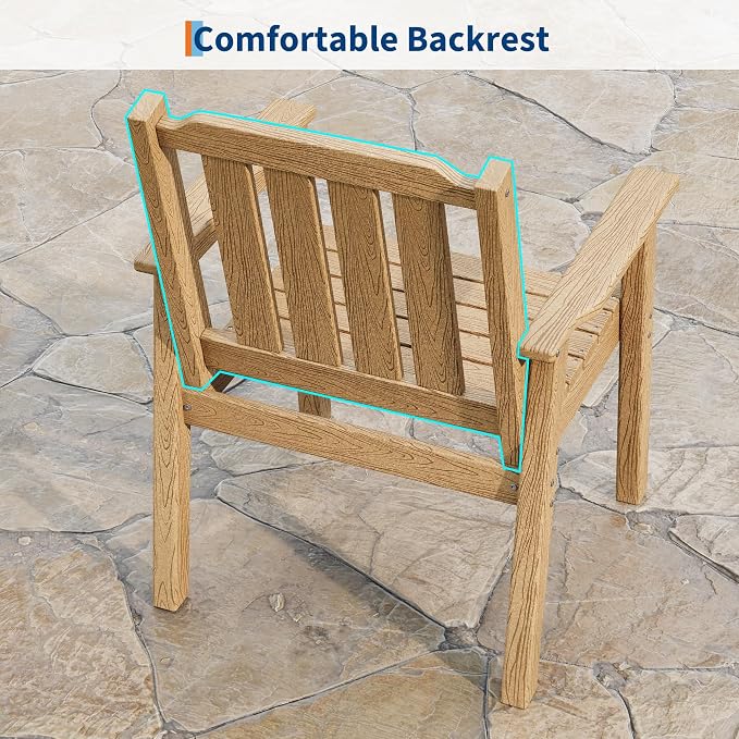 GAOMON Outdoor Patio Dining Chairs Set of 4, All-Weather HDPE Garden Dining Chairs with Armrests, Wide Seat and Sturdy Frame,Waterproof Design, for Garden, Backyard, Deck, Natur