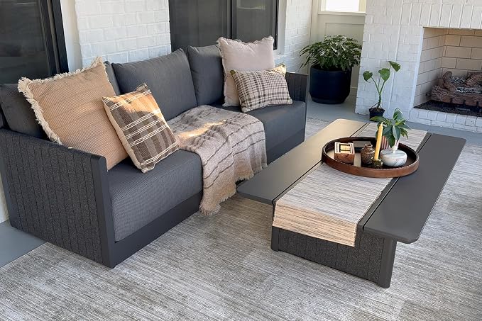 PURPLE LEAF 5 Pieces Patio Conversation Sets Patio Furniture Set Patio Seating Sofas Aluminum Furniture Outdoor Couch Sectional Set with Aluminum Table and Thick Cushions Gray