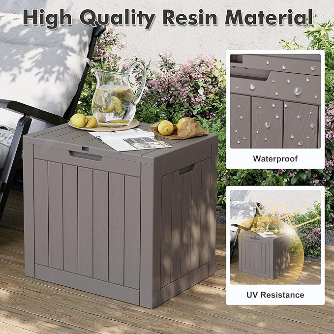 Outdoor Storage Box, 31 Gallon Resin Deck Boxes Outdoor Waterproof For Patio Furniture, Garden Tools, Pool Supplies, Lockable And UV Resistant (Striped Gray)