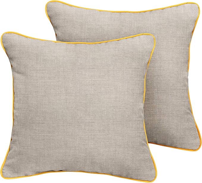 Sorra Home x Sunbrella Indoor/Outdoor Corded Square Pillows, Set of 2, Cast Silver