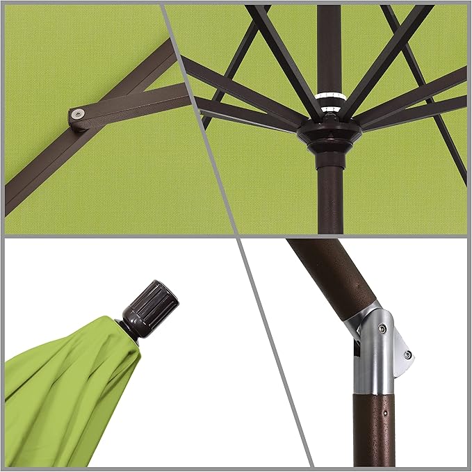 California Umbrella 11Ft Premium Sunbrella Patio Umbrella, Hand-Crank, Tilt-Collar, Bronze Frame, Macaw Fabric