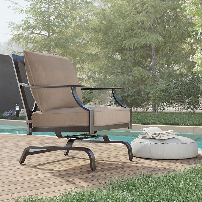 Grand Patio Outdoor Rocking Chairs - Motion Chairs Set of 2, Patio Seating with Olefin Cushions, Beige