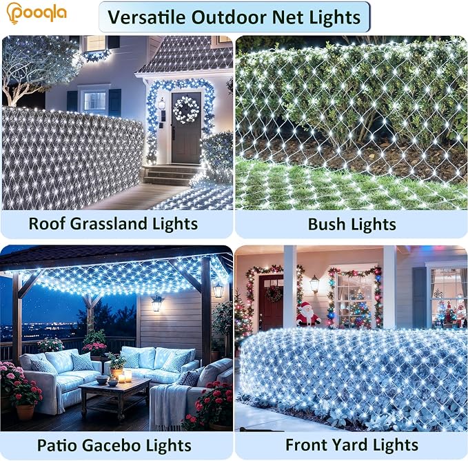 Cool White Net Lights, 21x 5ft Christmas Lights Outdoor Clear Wire | 360 LED Large Net Mesh Lights Plug in, 8 Modes Waterproof Connectable Bushes Lights for Christmas Hedge Yard Decor