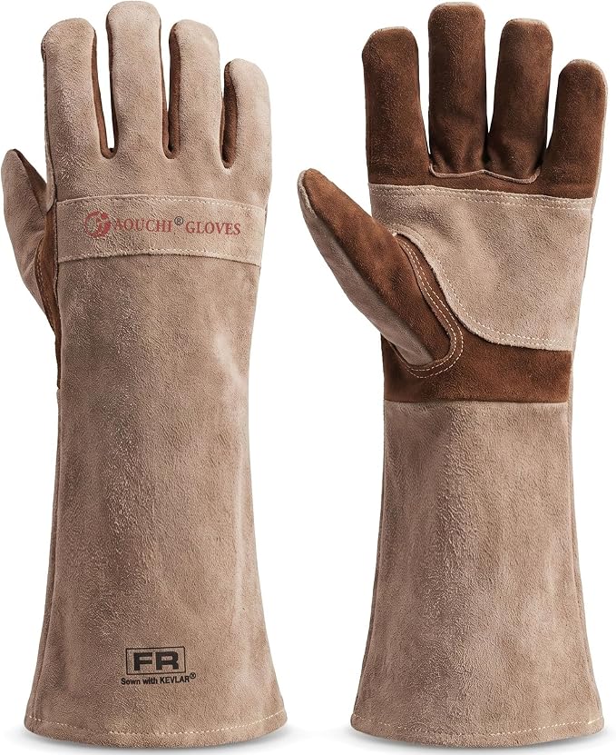 Welding Gloves -Long Sleeve Fireproof and Heat Resistant 15IN. | Cowhide Leather Gloves for Gardening,BBQ,Oven,Grill,Tig,Mig,Baking,Furnace,Stove,Animal Handling Best Gift for Man
