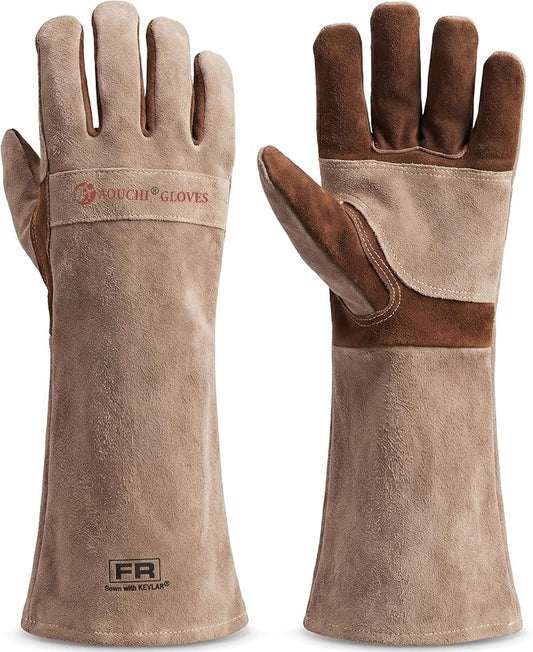 Welding Gloves-Long Sleeve Fireproof and Heat Resistant | Cowhide Leather Gloves for Gardening,BBQ,Oven,Grill,Tig,Mig,Baking,Furnace,Stove,Animal Handling Best Gift for Man