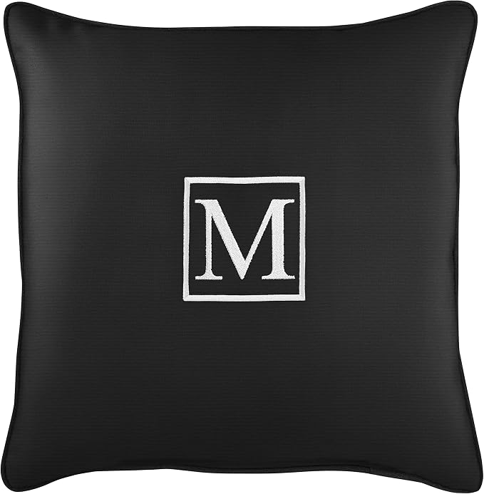 Sorra Home Trupedic x Sunbrella - Monogram Lumbar Pillows, 13in x 20in, Canvas Granite Gray, Initial I