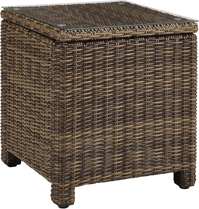 Crosley Furniture Bradenton 5-Piece Outdoor Sofa Patio Furniture Set, Wicker Conversation Sets for Porch, Brown with Sand Cushions