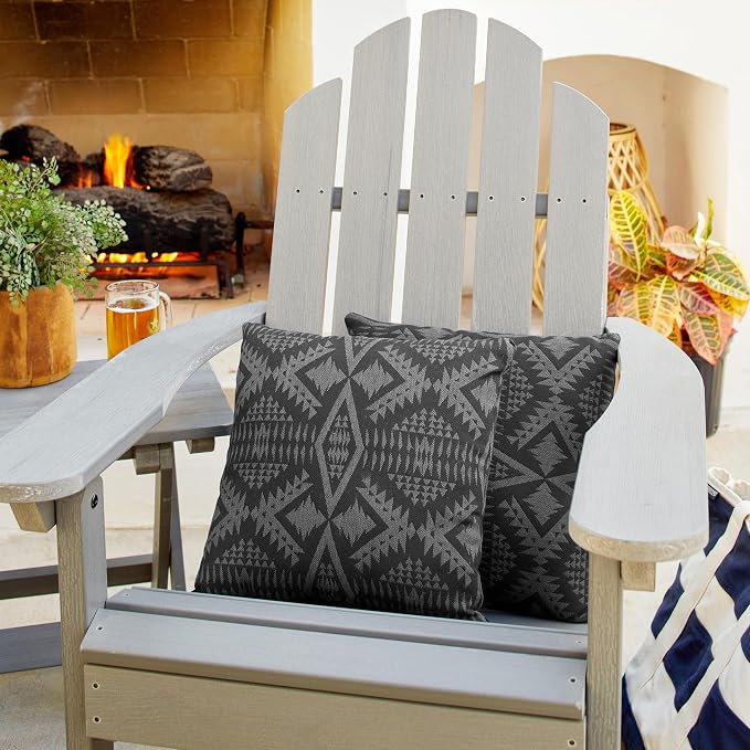 Sorra Home Pendleton Knife Edge Set of 2 Decorative Outdoor Pillow, 18 in, Diamond River Char 2 Pound