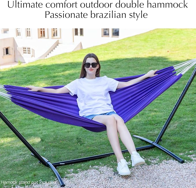 PNAEUT Double Hammocks for Outside, Replacement Outdoor Tree Hammock for Indoor Patio Porch Garden (Purple, Medium)