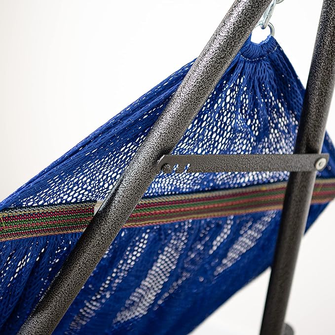 Best Home Fashion Portable Hammock with Collapsible Steel Stand, 600 lbs Capacity, No Tools Assembly, Carrying Bag Included, Perfect for Indoor Outdoor Backyard Patio Camping Beach, 2 Person, Navy