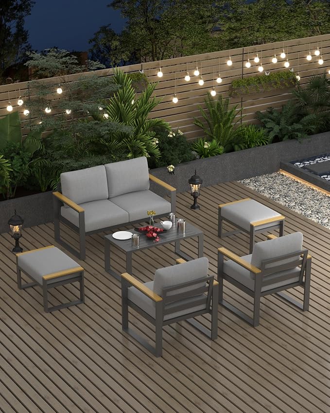 Metal Patio Ottoman Set of 2 Part of Conversation Sets