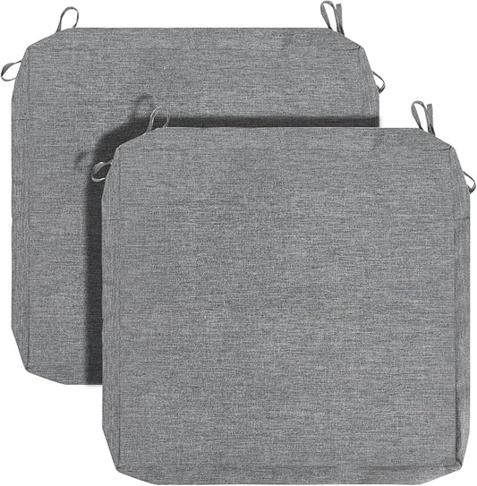 FUNHOME Patio Cushion Covers 22 x 20 x 4 Inch, No Insert! 2 Pack Water Repellent Outdoor Chair Seat Cushion Slip Covers with Zipper and Tie, Replacement Cover Only(Grey)