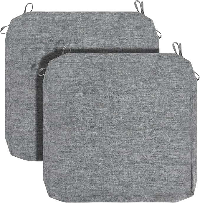 FUNHOME Outdoor Chair Cushion Covers 2 Pack, No Insert! Patio Cushion Covers Replacement 20" x 18" x 4", Water Resistant Chair Cushion Slipcovers, Grey (Covers ONLY)