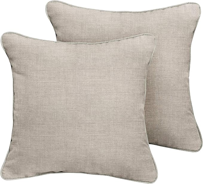 Sorra Home x Sunbrella - Cast Silver Indoor/Outdoor Corded Pillow Set, Set of 2