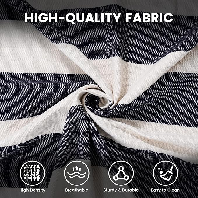 Lazy Daze Hammocks Double Brazilian Cotton Hammock, Extra Large Portable Outdoor Camping Hammock with Tree Straps & Travel Bag for Backyard Patio Poolside Indoor, 550lbs Capacity, Black & White