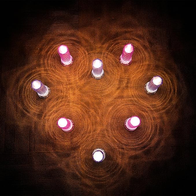 SupBri LED Candles, 4Pack Battery Operated Candles with Rose Light Halo, Romantic Flameless Pillar Candles for Valentines Halloween Decorations(Purple, D 2.5" x H 7.2")