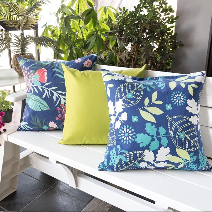 Outdoor Accent Pillow Cover,Tropical Garden Large Water/UV/Stain-Resistance Decorative Replacement Cushion Cover 20x20, Cover Only