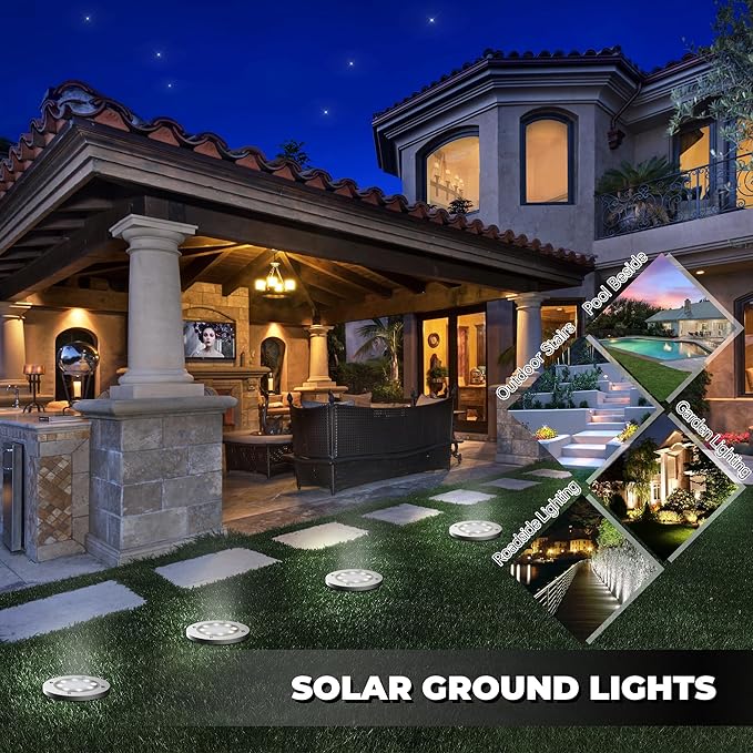 DUUDO Solar Lights Outdoor 16 Pack, Solar Garden Outdoor Waterproof Pathway Lights Bright In-Ground Light Outdoor Lighting Decor for Lawn, Patio, Yard, Driveway, Step and Walkway White Light