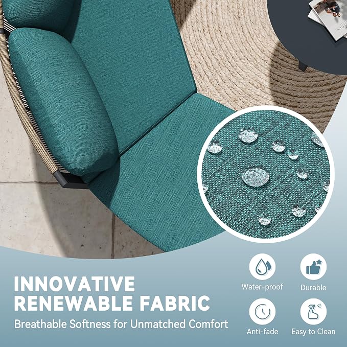 Crestlive Curved Patio Furniture Set, Modular Half Moon 6-Seater Sofa with Round Coffee Table, Aluminum Outdoor Sectional with 4.3" Cushions, All-Weather Couch for Backyard, Deck, Porch, Poolside