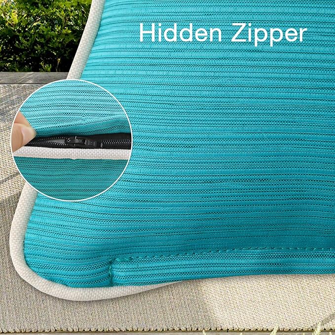 Decorative Outdoor Water Repellent Throw Pillows with Inserts, Set of 4, 18" x18" Pillows for Patio, Backyard, Bed, Couch, and Patio Furniture, Turquoise