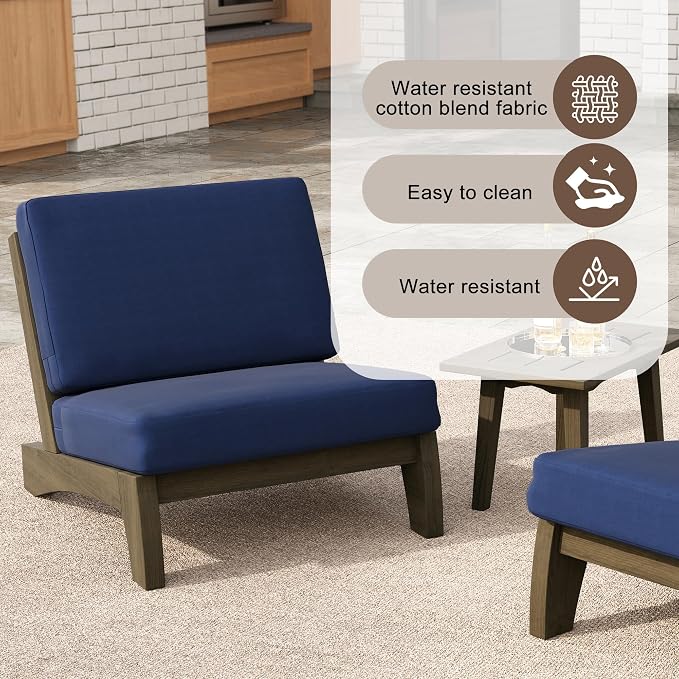 4 Pieces Patio Furniture Sets, All-Weather Outdoor Wood Bistro Set Patio Conversation Coffee Table Chiars and Patio Loveseat for Balcony, Backyard