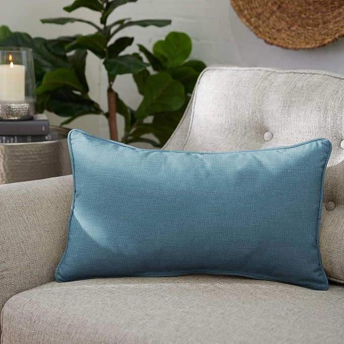 Sorra Home x Sunbrella - Indoor/Outdoor Lumbar Pillows (Set of 2), Denim Blue