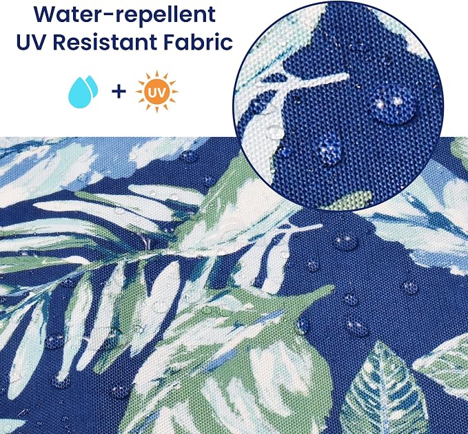 Outdoor Pillow Covers 16x16 Inch, Waterproof Decorative Pillow Covers Pack of 2, Water-Resistant Pillow Case for Patio Furniture Tent Garden, Blue Green Tropical Leaves, Cover ONLY