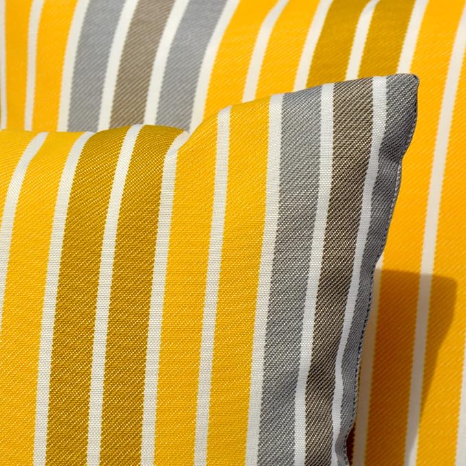 ovios Patio Throw Pillows Outdoor Lumbar Decorative Boho Floral Printed Geometric Multicolored Pillow for Sofa Couch Chair Outside, Set of 2 (17 x 17 Inch, Yellow Stripe)