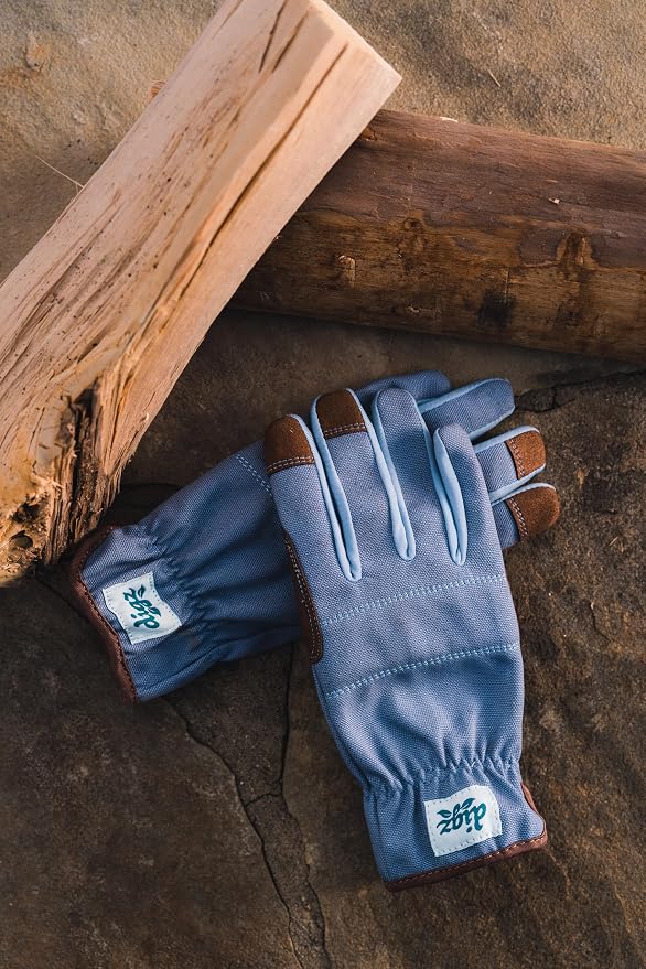 DIGZ Duck Canvas Utility Gardening Gloves for Women | Heavy-Duty Canvas + Reinforced Protection | Large Size, Breathable Durable Fit for Planting, Yard Work & Outdoor Tasks