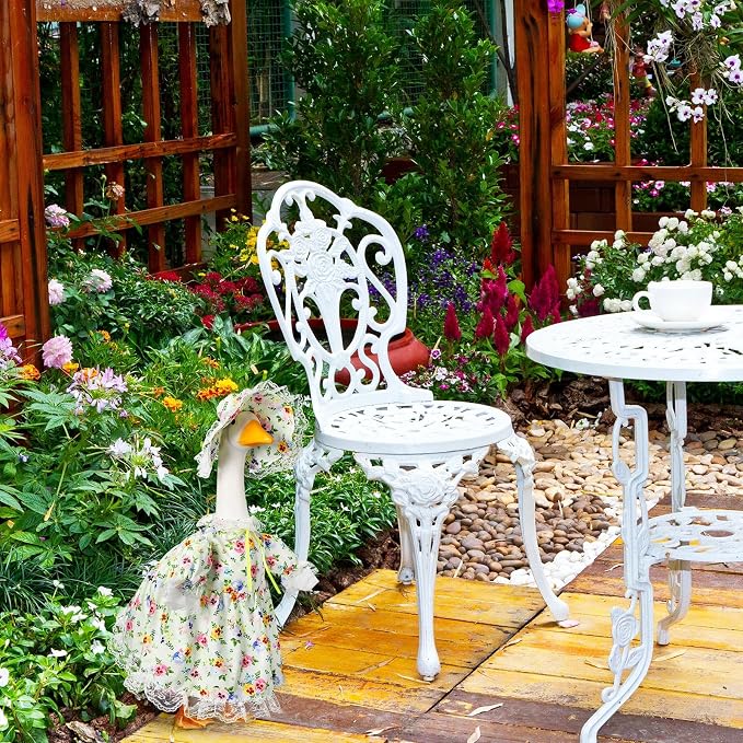 FuWeave Summer Porch Goose Outfit for 17" Floral Skirt Lawn Goose Costume Clothes for Outdoor Patio Yard Lawn Art Decoration