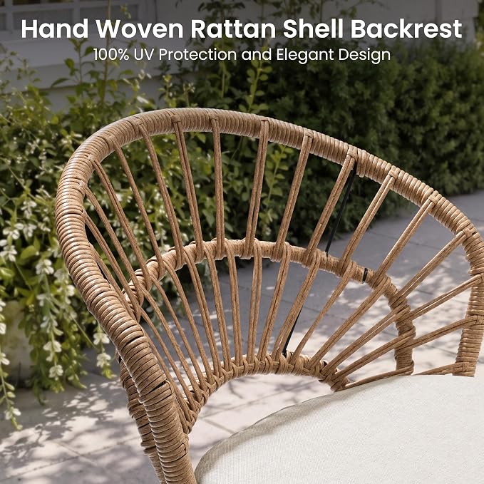 11 Piece Aluminum Patio Dining Set with Rattan Outdoor Chairs | 94" Large Rectangle Dining Table with Umbrella Hole, 10 Shell Shaped Side Chairs with Beige Cushions for Backyard Garden Deck
