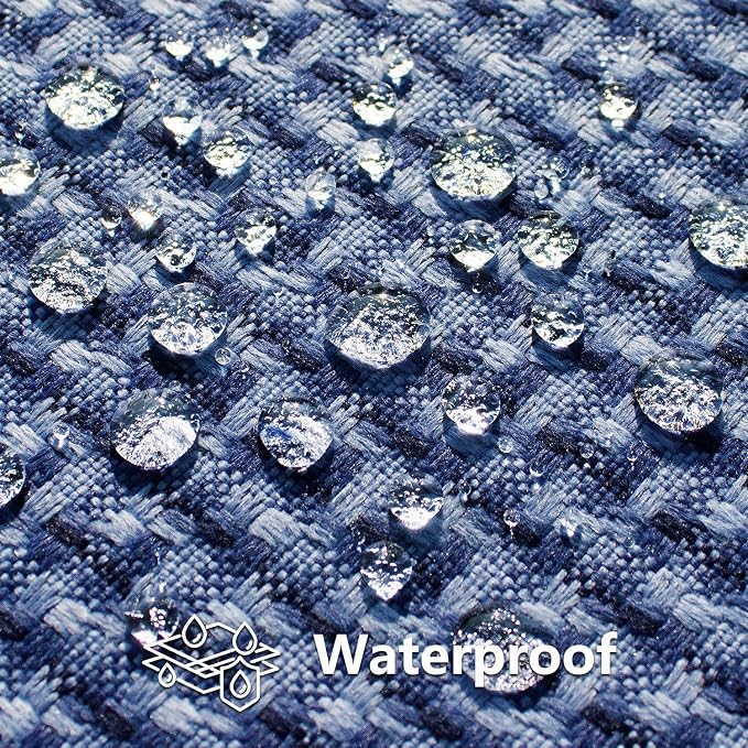 Kevin Textile Outdoor Waterproof 12"x24" Pillow Covers 2 Pack, Navy Blue | Water Resistant Weaving Faux Linen Texture Throw Pillow Covers, Outside Decorative Pillowcases for Garden Patio Balcony Couch