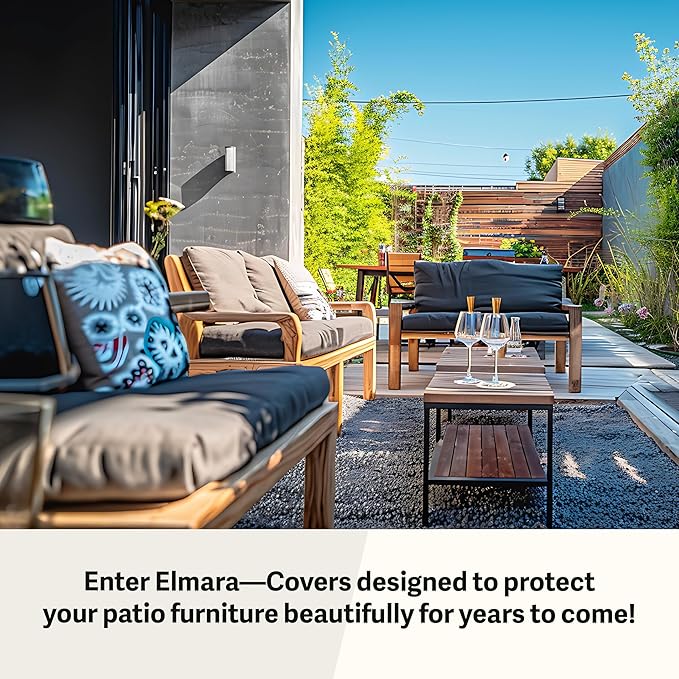 Elmara Outdoor Couch Covers – Waterproof, UV Fade-Resistant Outdoor Sofa Covers Made of Heavy Duty Olefin – Durable All Weather Design Keeps Your Couch or Loveseat Safe (Bronze Stripe)